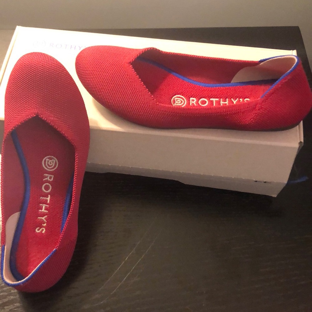 Red Rothy’s rounded toe flats